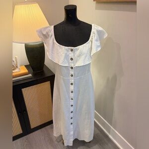 NWT Timing Natural Linen Cottagecore Granola Midi Dress Large Costal Cowgirl